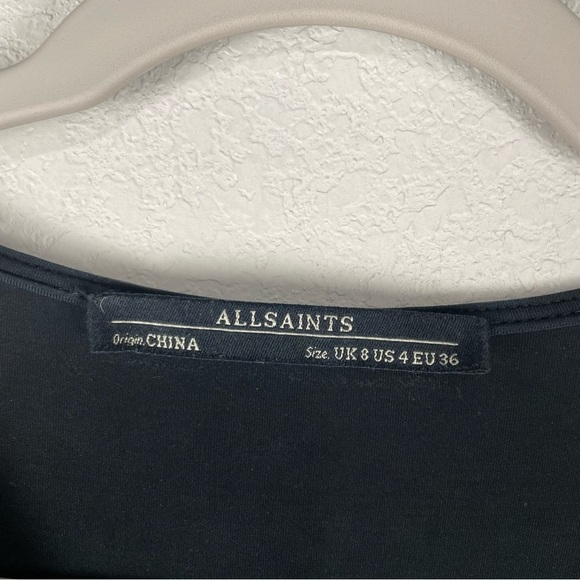 All Saints Dark Gray Black Isa Asymmetrical Short Sleeve Dress Size 4 - Picture 6 of 7